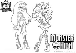 coloriage monster high goulia yelps et clawdeen wolf